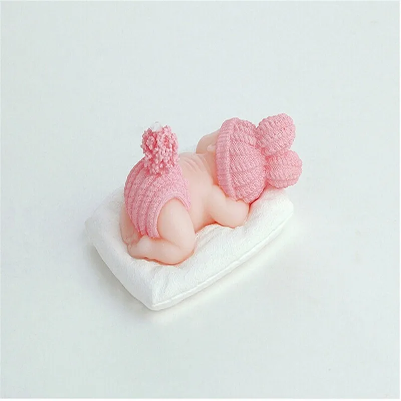 1pcs Sleep Baby Candle Cake Topper Blue/pink Candle Baby Shower Decorations Baby Hundred Days DIY Birthday Party Kids-C