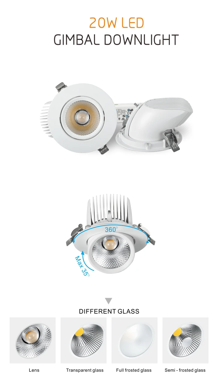 CE ROHS 5 лет гарантии супер яркий 20 Вт CRI> 90 130LM/W Dali Triac Dimmable COB потолочный светодиодный светильник 2500-6500K