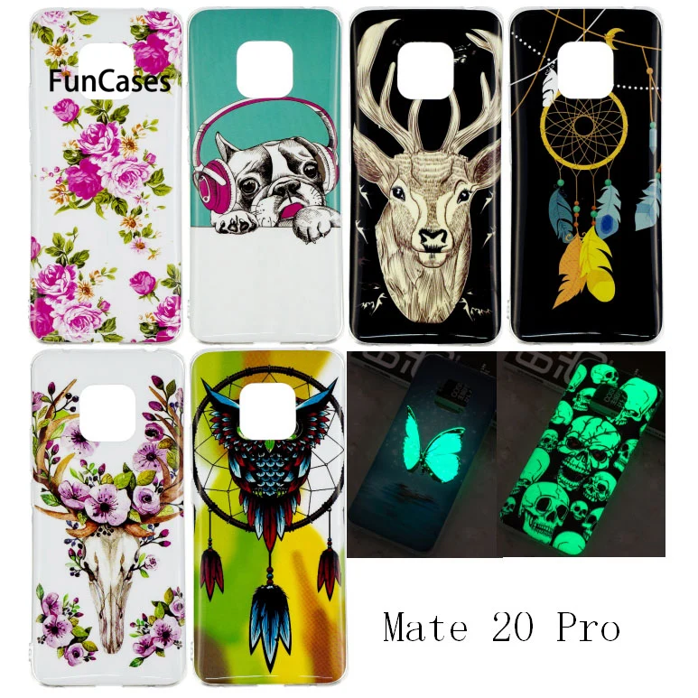 Мягкий ТПУ светящийся чехол для huawei mate 20 Pro Мультфильм силиконовый тонкий