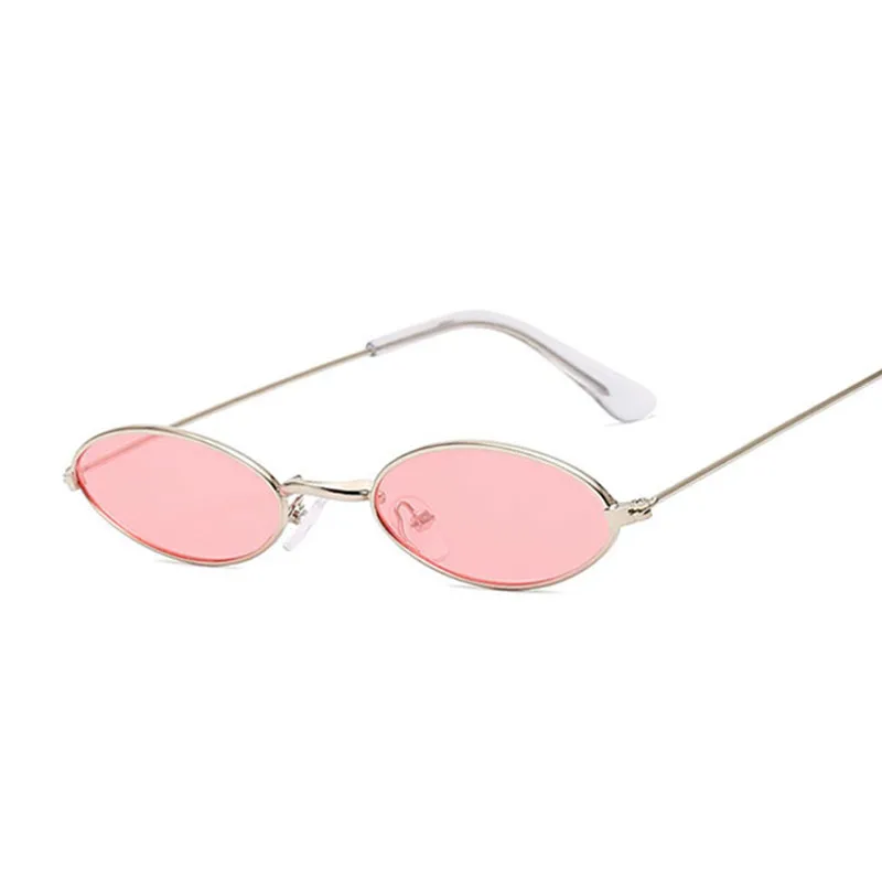Retro Small Oval Sunglasses Women Vintage Brand Shades Black Red Metal Color Sun Glasses For Female Fashion Designer Lunette