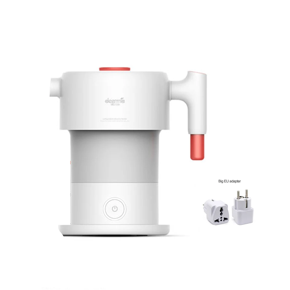 Горячий Xiaomi Mijia Deerma мини электрический чайник для воды 304 нержавеющая сталь 600 мл ручной чайник мгновенного нагрева портативный для путешествий - Цвет: Add Big EU Adapter