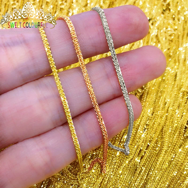 Collar de oro puro 18K para mujer, cadena de moda, color amarillo, blanco y rosa, unisex, 100%, 003|Collares de AliExpress