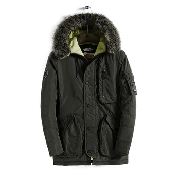 

Winter Men's Parka Jacket Long Coat Male Thick Cotton-Padded Warm Jacket Clothes Collar Hooded Warm Parka Windproof Fashion 2019