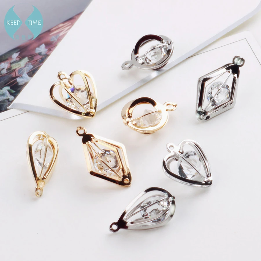 

Ritoule DIY accessories bow accessories Korea KC gold embedded bare Diamond Pendant pendant zircon round love