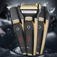 Мужской электрический триммер бритва перезаряжаемый станок для бритья 3 в 1 бритва триммер для бороды Триммер для волос в носу зарядка через usb