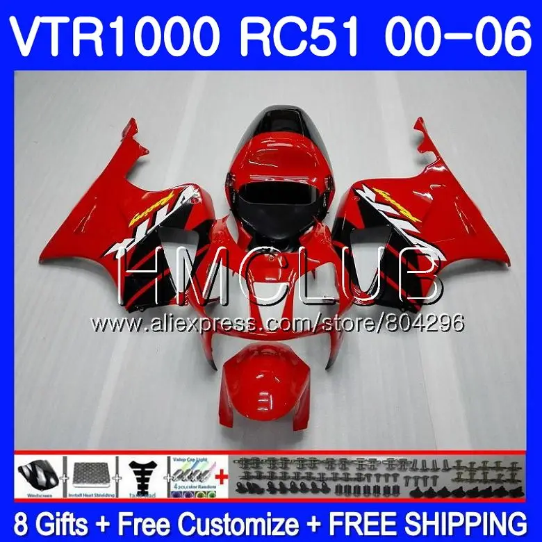 

Fairing For HONDA VTR1000 2000 2001 2002 2003 2004 2005 2006 80HM.2 RTV1000 VTR 1000 Factory red RC51 SP1 SP2 01 02 03 04 05 06