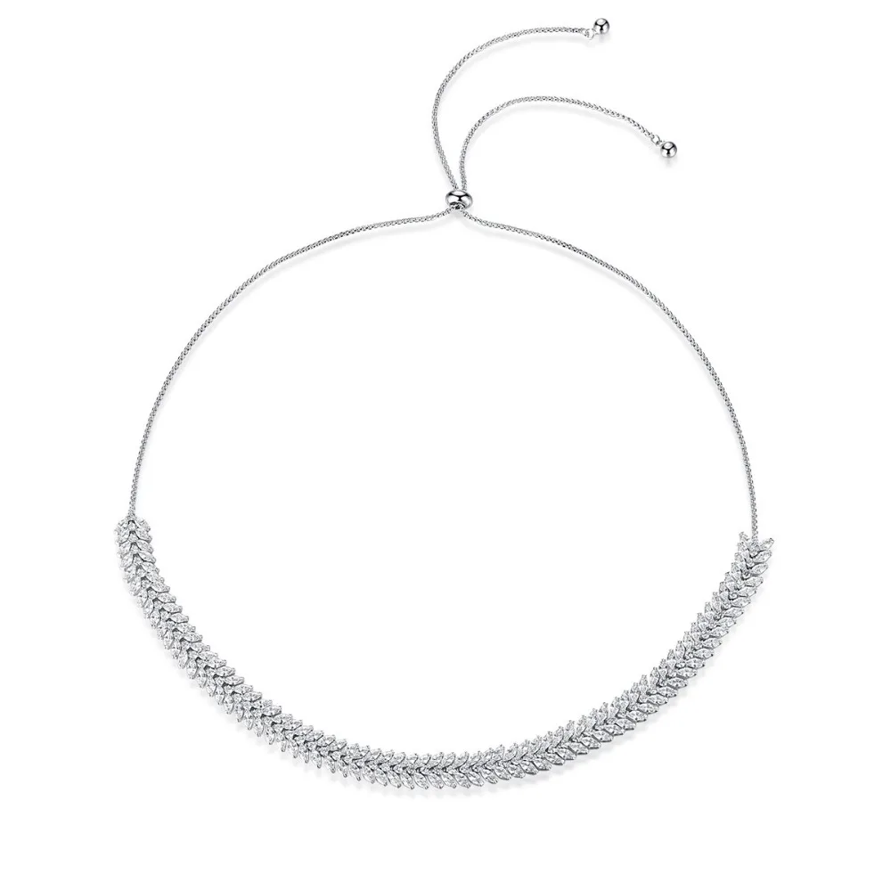 

Luxury Charm leaves Paved Zirconia Crystal Choker Necklace for Couple Lovers Bridal Women Wedding Party Accessories Gift