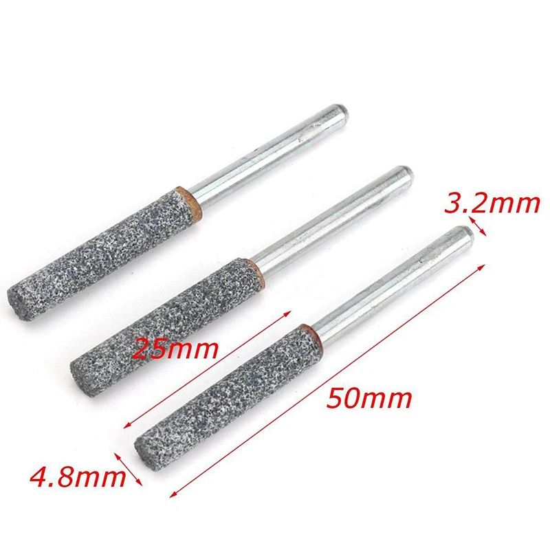 

3pcs Diamond Chainsaw Sharpener Burr Stone File 3/16'4.8mm Chain Saw Sharpening