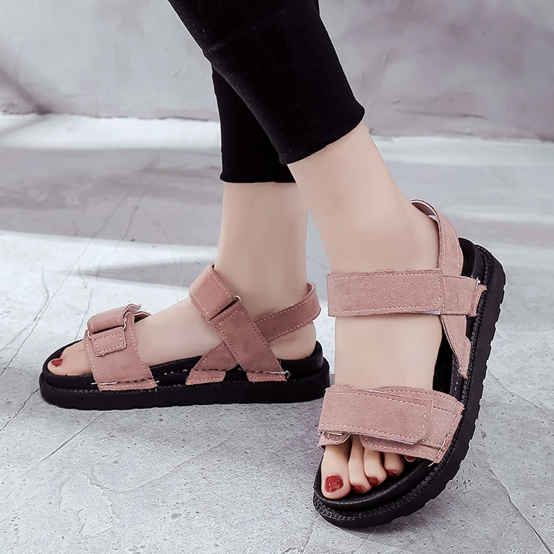 

Tangnest 2019 Summer Sandals Women Platform Flats Slip On Ankle Strap Solid Breathable Creepers Lady Daily Casual Shoes XWZ5572