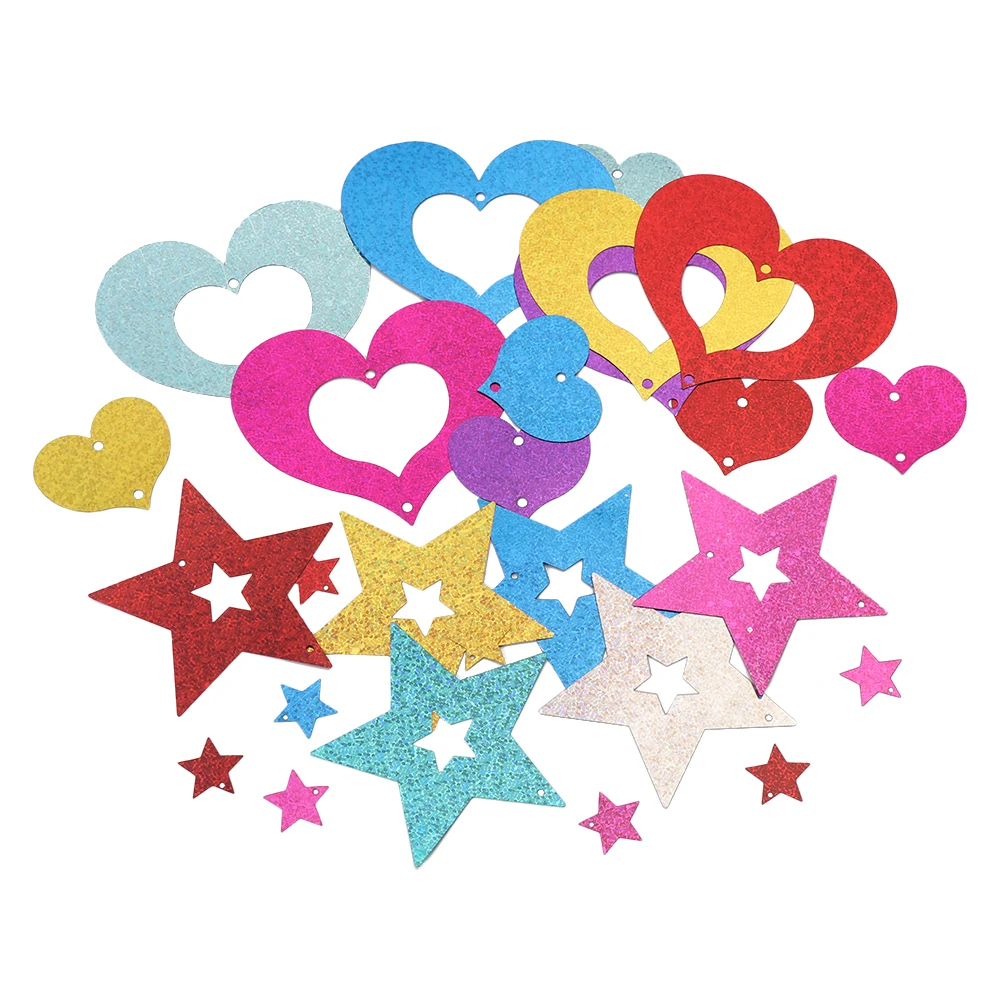 

100pcs Paperboard Cards Balloons Pendant Bling Shiny Stars Ribbon Wedding Balloon Decoration Party Supplies DIY Hanging