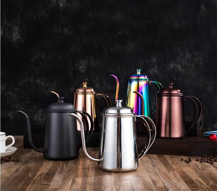 600 мл Нержавеющая сталь гусиная шея капельного чайник Кофе Чай горшок тефлоновая