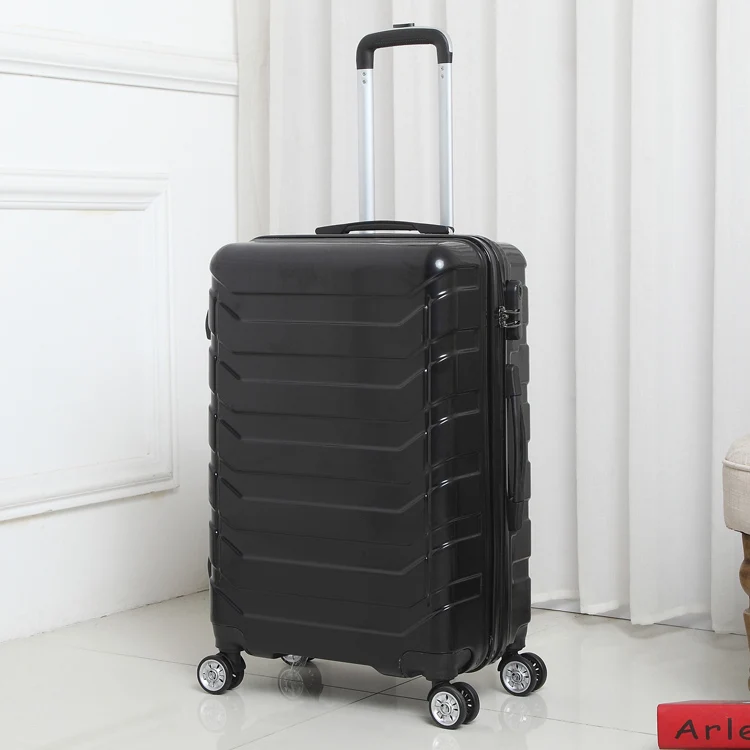 ABS+ PC Спиннер на колесиках, чемодан для переноски на колесиках, Дорожный чемодан на колесиках, 20/24 дюймов, серебристая модная кабина, багаж на колесиках - Цвет: black