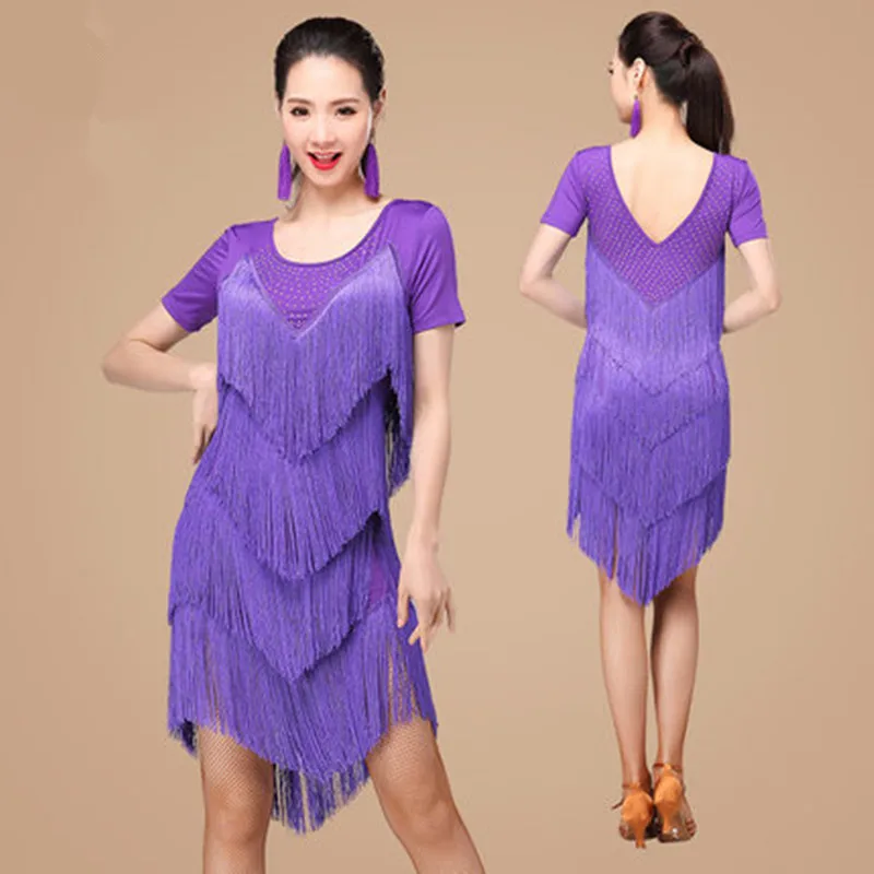 performance clothing tassel skirt square Latin dance clothing female