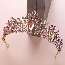KMVEXO модный красочный свадебный венец со стразами диадемы Mulher милые Стразы королева пышная повязка в виде короны невесты аксессуары для волос