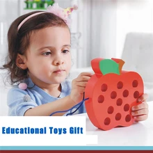 Большой деревянный червь едят яблоко детская еда яблоко Threading развивающие игрушки Подарки чудесные интеллектуальные сборные игрушки подарок 20