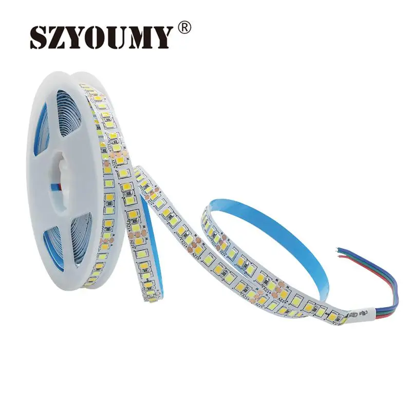 

SZYOUMY 2835 CCT LED Strip 120leds/m Dual White Color CCT Temperature Adjustable Flexible tape 16.5ft 5m 12V Double Color IP20