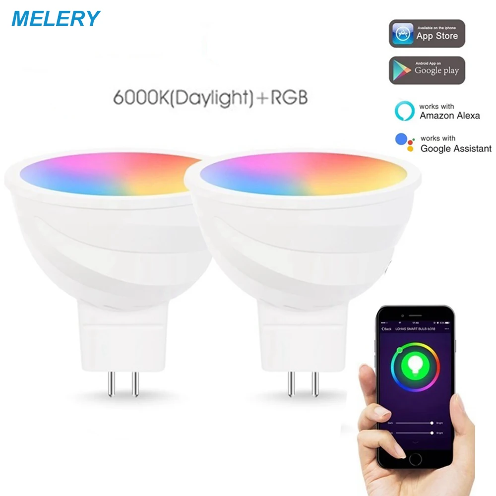 

WiFi Smart LED Light Bulb Reflector Spoltlight 50W Equivalent RGB Cold White MR16 Homekit Remote Control Decorative Lamp-2Pack