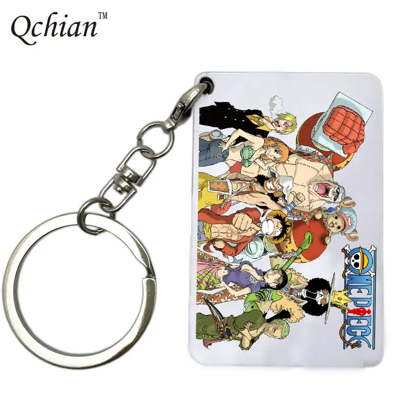 

Japanese Anime One Piece Ace Luffy Keychain Trafalgar Law Key chains Tony Chopper Cartoon Print Key Holder Rings Friend Gift