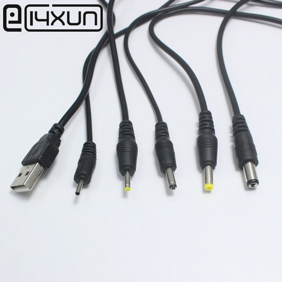 EClyxun 1pcs USB Port to 2.0*0.6mm 2.5*0.7mm 3.5*1.35mm 4.0*1.7mm 5.5*2.1mm 5V DC Barrel Jack Power Cable Connector