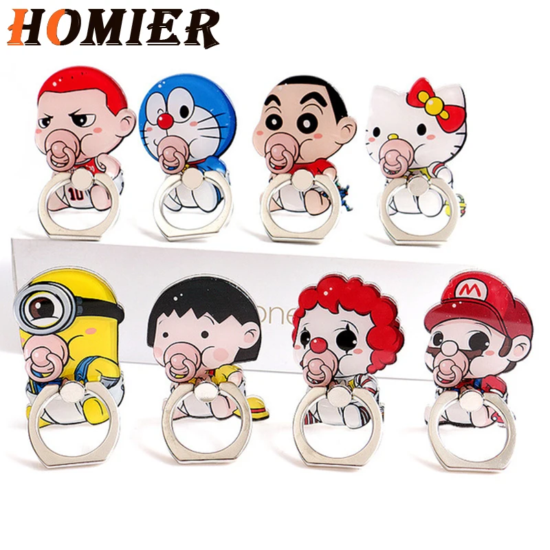 

3D Universal Metal 360 degree 3D rotation Finger Ring Mobile Cell Phone Cartoon phone Holder For iPhone 7 8 plus X sansumg