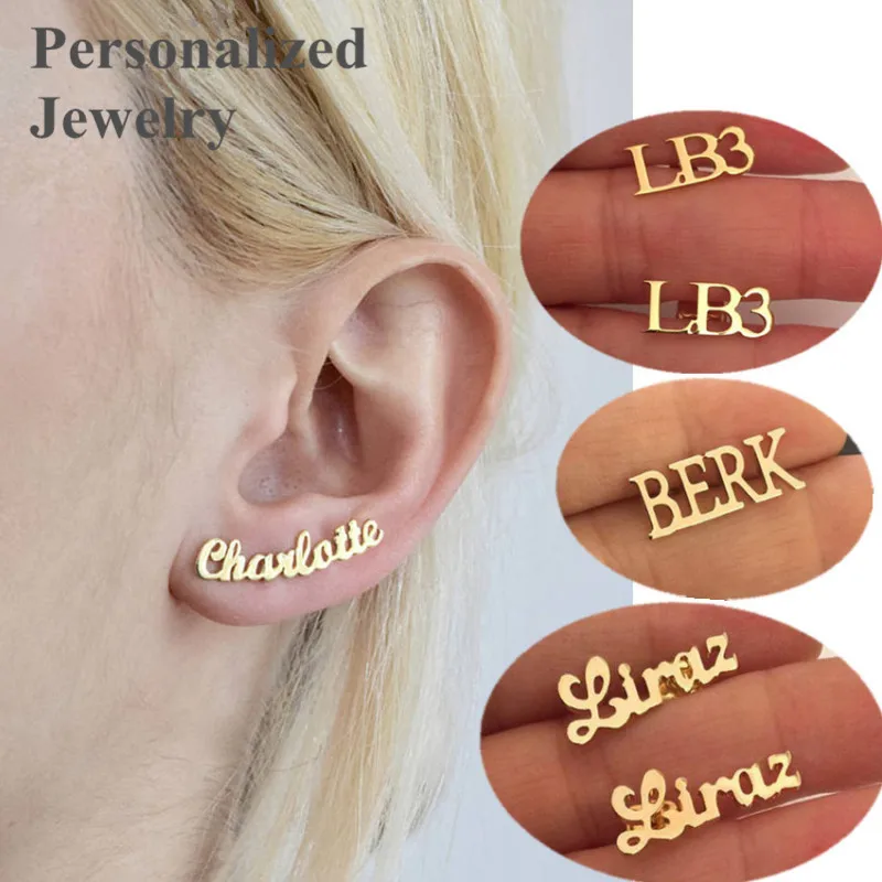 Senfai New Fashion Personalized Name Earrings Customizable Earring Senfai New Fashion Personalized Name Earrings Customizable Earring Studs Gold Silver For Women S Birthday Party Jewelry Gift In Stud From