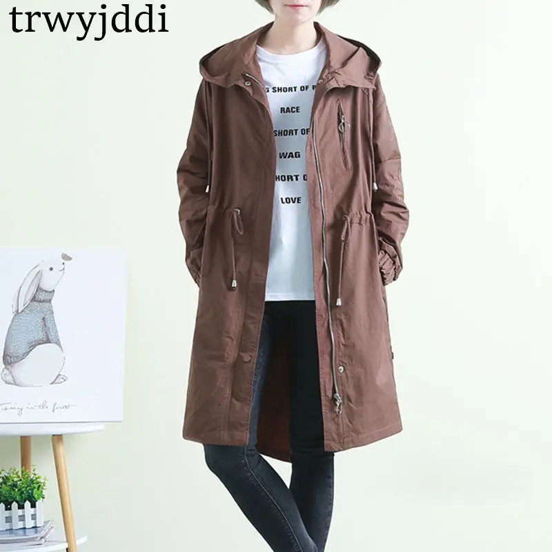 Automne Coupe caramel 2018 Manteau Taille vent Lâche N158 À Coréenne Vestes Survêtement Printemps Nouvelles blue Capuchon Solide Femmes D'hiver black Long De Beige BqZwBCz