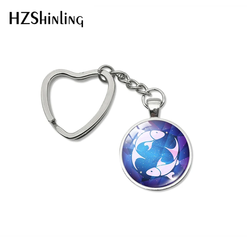 

2019 New Arrival 12 Zodiac Cancer Pisces Virgo Heart Key Chains Zodiac Sign Horoscope Key Rings Silver Bag Holder Keychains