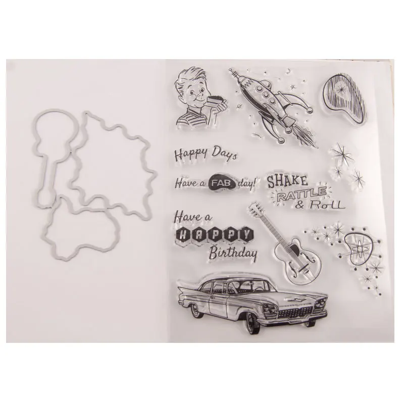 

KLJUYP Boy Transparent Clear Silicone Stamp Cutting Dies Set for DIY scrapbooking/photo album Decorative