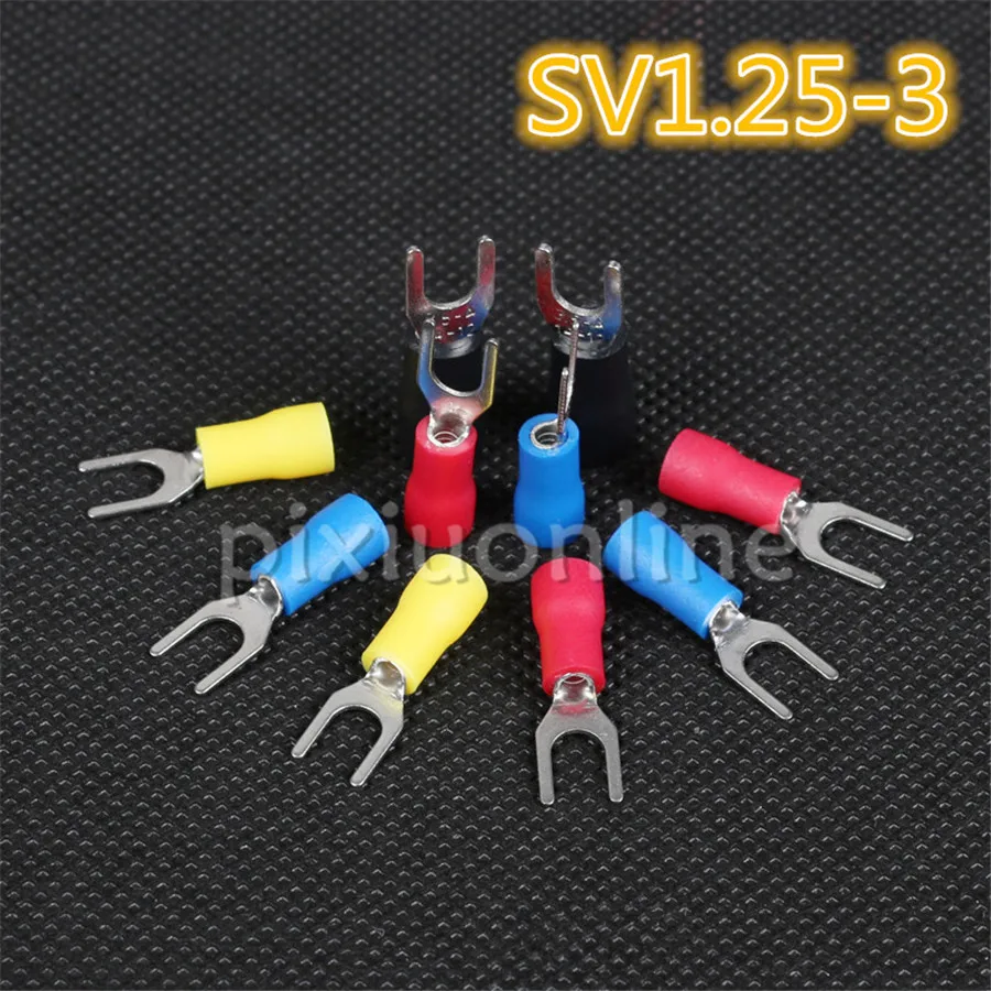 50 шт./лот DS647 SV1.25 3 4 3*21 2 мм y образный Tinplating клеммный блок 5 видов цветов 10red 10 желтый