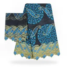 Гипюр воск с кружевом высококлассные вышитые воск кружевная ткань с африканскими камнями кружевная вощеная ткань для одежды WL180723