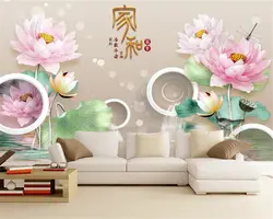 Beibehang фотообоями тиснением лотоса дома и богатство пейзаж росписи отделка стен помещений 3d обои скачать