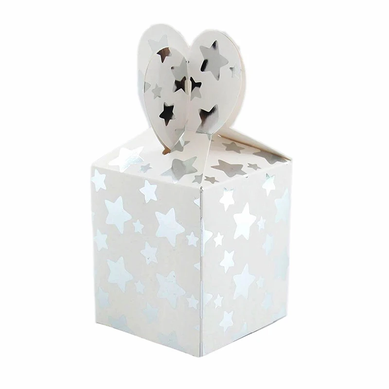 6 шт. золотая коробка для конфет попкорн для свадьбы, дня рождения, вечеринок, Подарочная коробка для детского душа, бумажные пакеты для конфет - Цвет: silver star candybox
