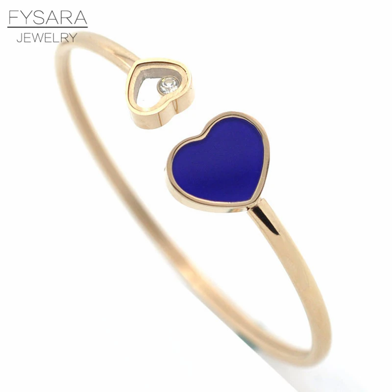 FYSARA, браслет и браслет с австрийскими кристаллами для женщин, ювелирное изделие, роскошный бренд, в виде ракушки, сердце, браслеты, розовое золото, очаровательные браслеты - Окраска металла: BLUE