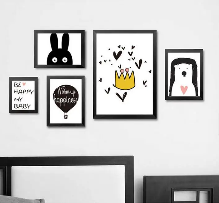 2017 Горячая Распродажа модные простые черно-белые медведи кролик мультяшный