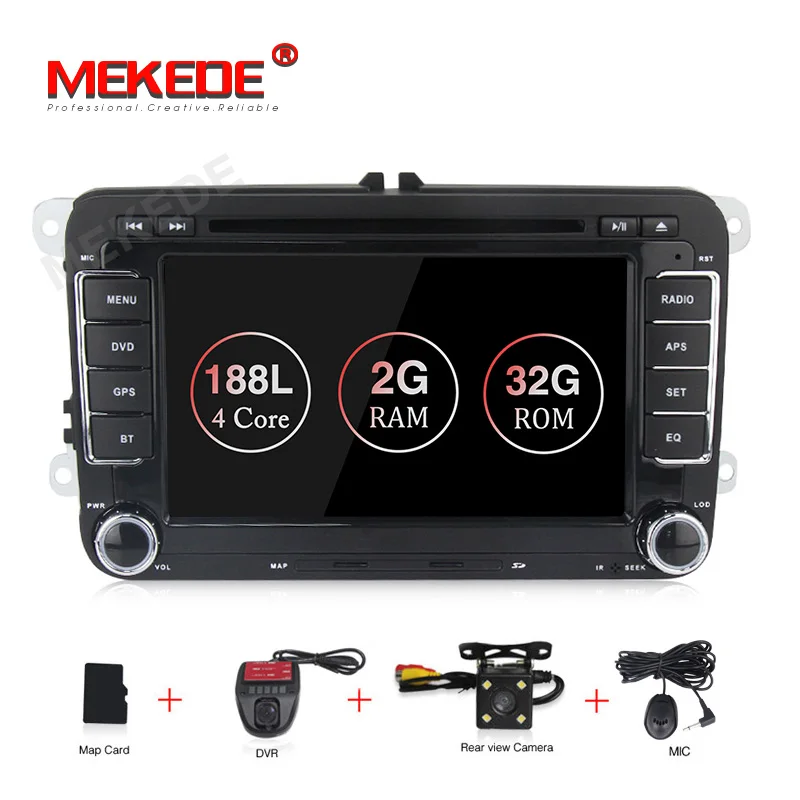 MEKEDE Android 9,1 2+ 32G автомобильный мультимедийный плеер для Volkswagen/Golf/Polo/Tiguan/Passat/b7/b6/SEAT/leon/Skoda/Octavia радио gps - Цвет: DVD CAMERA DVR