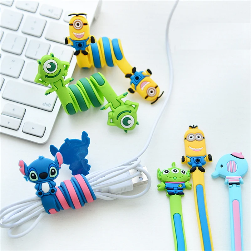 

2Pcs/lot Cartoon Winder Cable Protector Wire Cord Organizer Earphone Data Line Collation Management Clip For USB Charging Cable