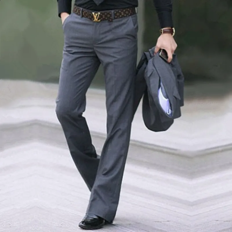 Men's Flared Pants Male Summer Straight Suit pants British leisure Free hot feet trousers Formal pants For Men Dress