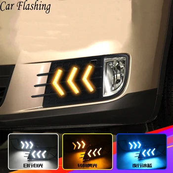 

Car Flashing 2Pcs DRL For Volkswagen Tiguan 2014 2015 2016 Daytime Running Light Yellow Turn Light Night Blue Light Function