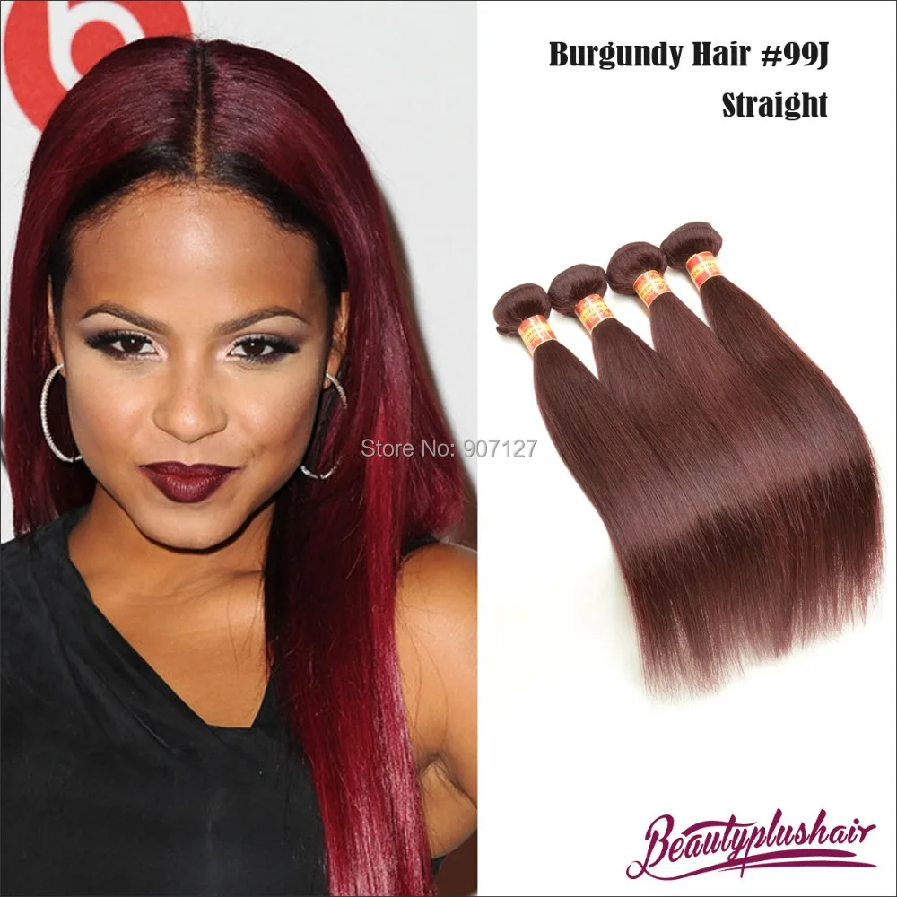 1pc Brazilian burgundy human hair extensions 99J red wine color
