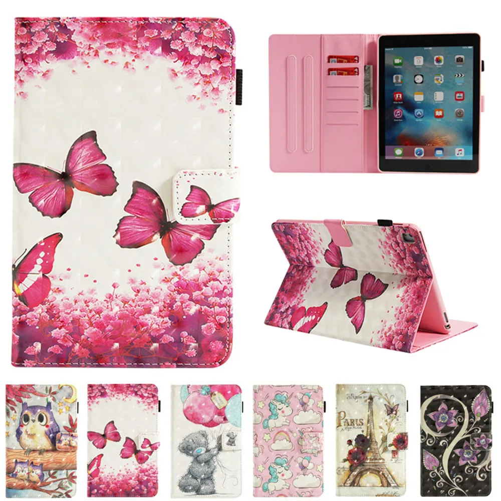 

PU Leather Folio Flip Case for iPad Pro 9.7 (2016) Card Slots Cash Wallet Case Smart Shell Cover PU Leather Protective Sleeve