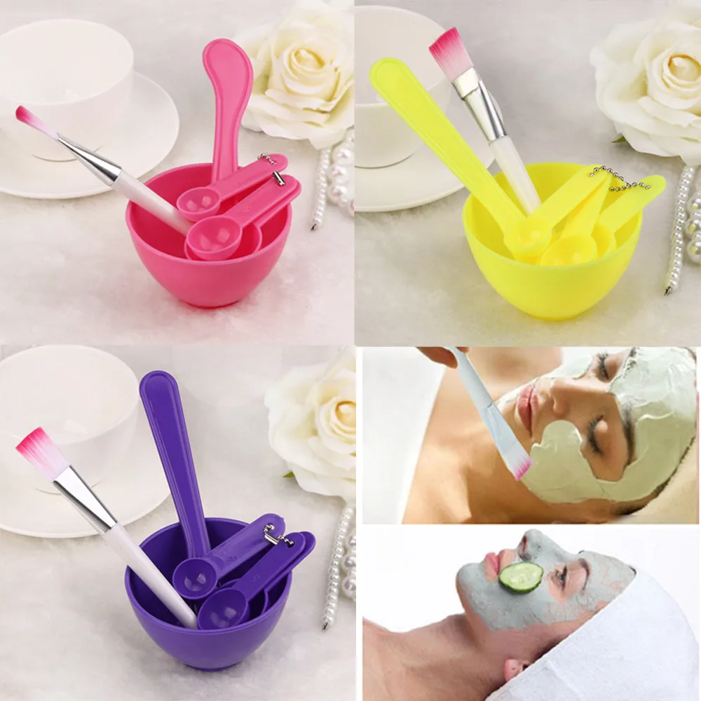 4 в 1 DIY маска для лица щетка и чашка смешивания ложка палка инструмент набор ухода