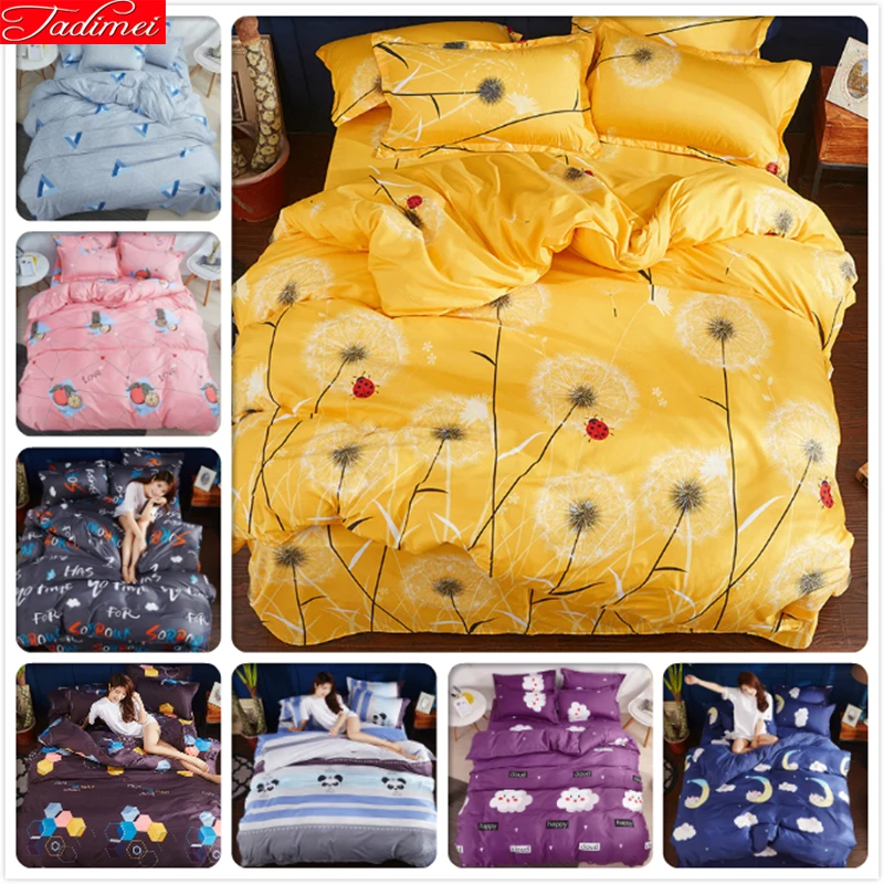 cheap Dandelion Pattern Duvet Cover 3 4 pcs Bedding Set Adult Kids Child Soft Bed Linen Single Queen King Size 150x200 180x220 200x230