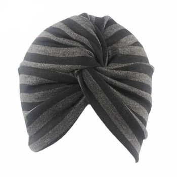 

40PCS/ LOT SINGYOU India Scarf Turban Head Wrap Cap Autumn Winter Hat for Women Casual Striped Female Beanie Caps