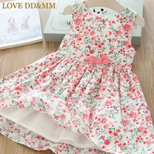 Милые платья для девочек DD& MM г. Новая весенняя детская одежда милый жилет без рукавов с цветочным рисунком и бантом для девочек платье принцессы