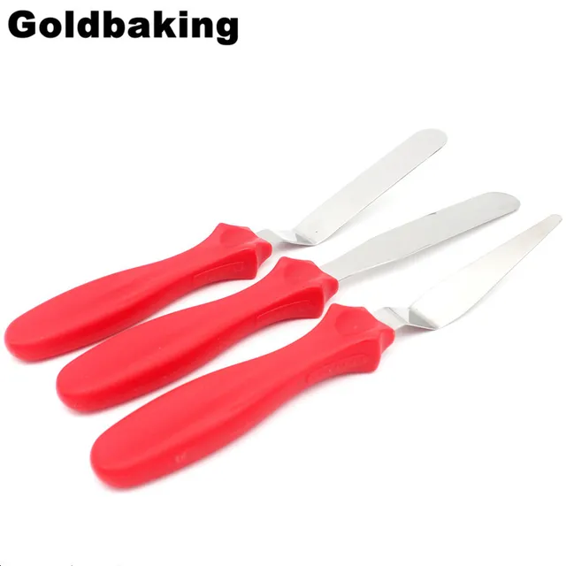 3 Pieces Small Cake Spatula Set Straight Cream Scraper Angled Icing Spatula Stainless Steel