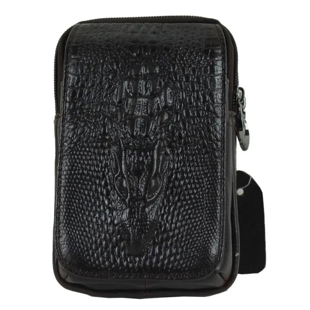 Мужская винтажная поясная сумка из натуральной кожи под крокодила|waist bag pouch|fanny