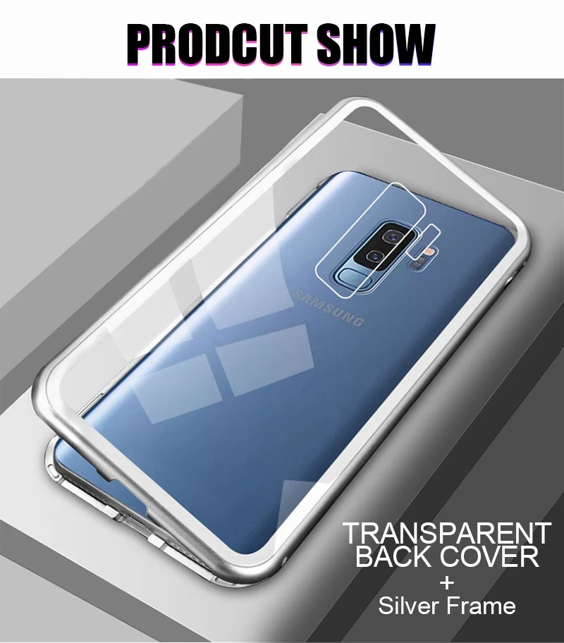 Artisome Magnetic Adsorption Case For Samsung Galaxy S9 S8 Plus Case For Samsung Note 8 Magnet Metal Tempered Glass Back Cover   (14)