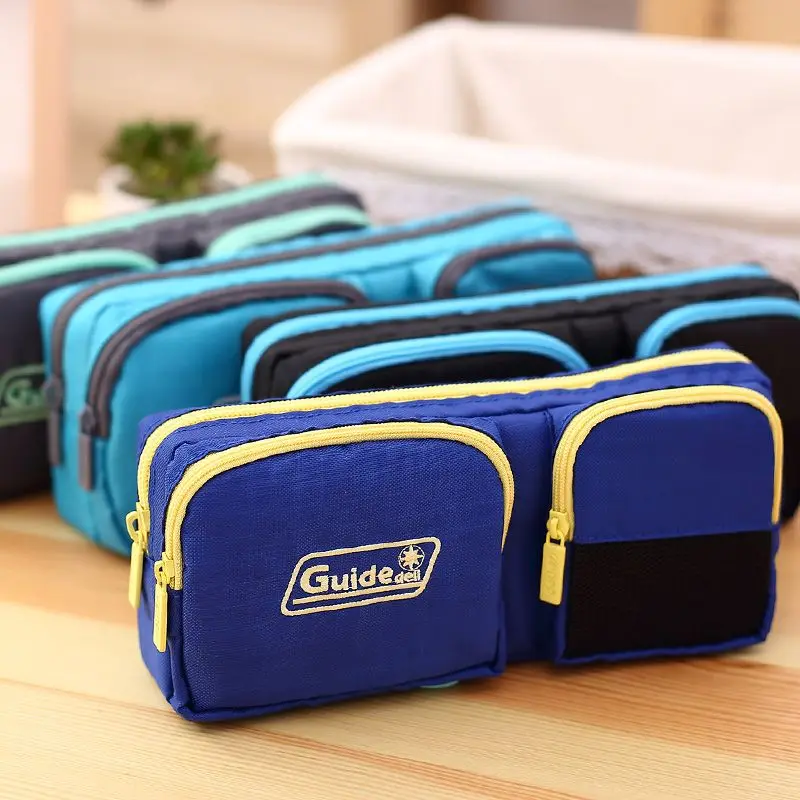 Cool Boys Large Capacity Canvas Pencil Case School Office Supplies Pen