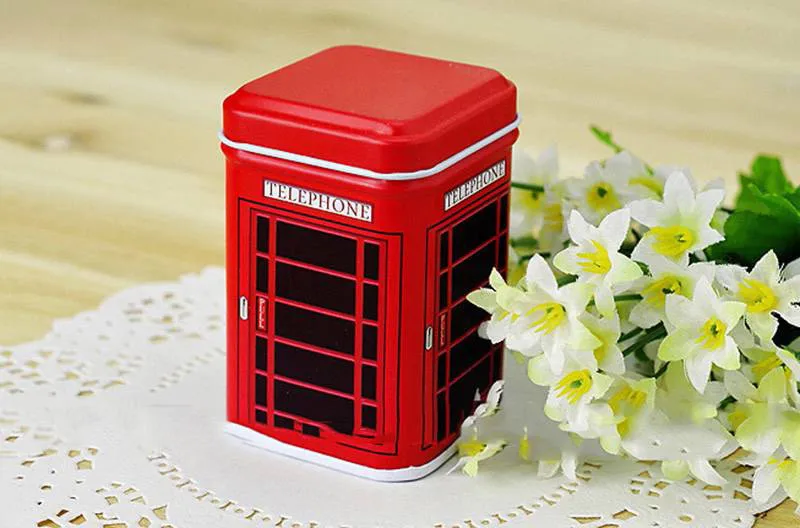 Горячая Металлическая конфетная телефонная будка, коробка для хранения банок, оловянные украшения, железная чайная монета, квадратная коробка для хранения, чехол для хранения Everthing - Цвет: Red