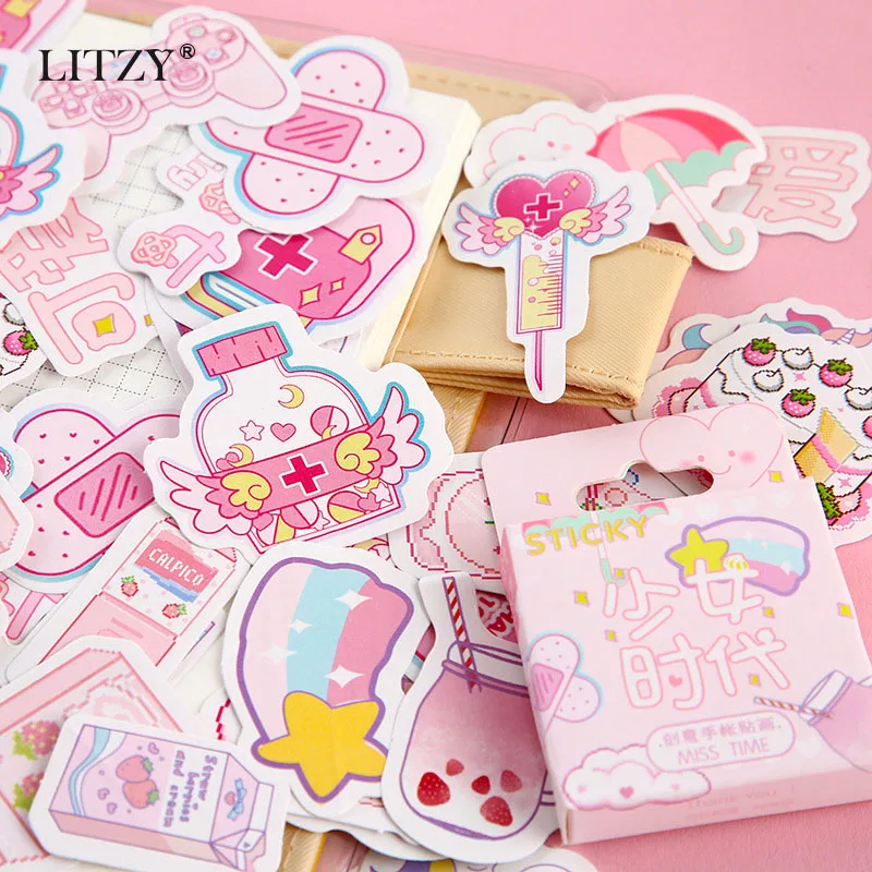 

46Pc/Box Girl Generation Series Cute Boxed Kawaii Stickers Planner Scrapbooking Stationery Japanese Diary Stickers Children Gift